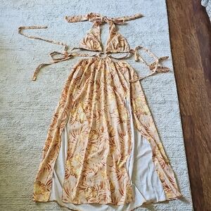 Floral Tropical Halter Maxi Dress